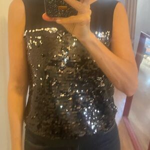 Black Sequin Sleeveless Top